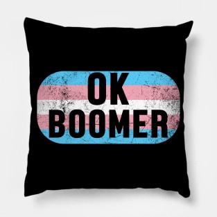 OK Boomer - Gen Z Transgender Pride Flag Pillow