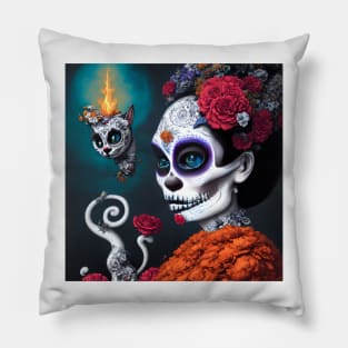 Día de los Muertos Gato Pillow