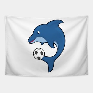 Dolphin as Soccer player with Soccer ball Tapestry