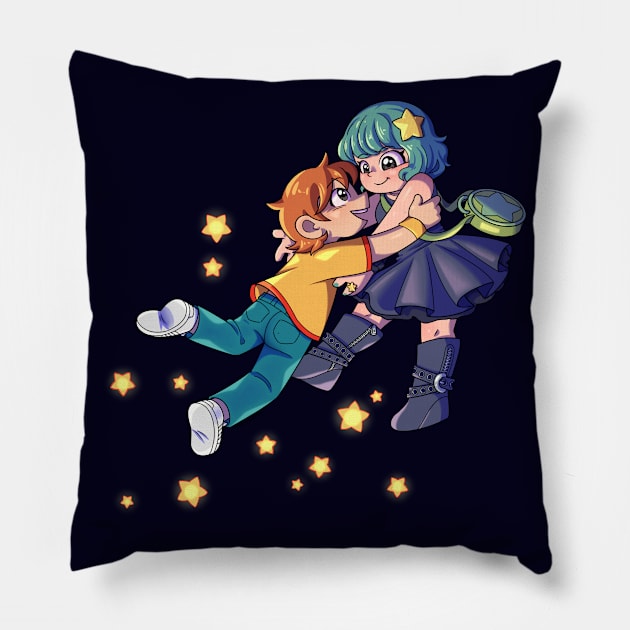 Scott Pilgrim and Ramona Flowers Pillow by Doutarina