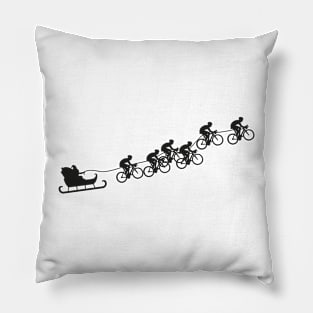 Christmas Cycling Graphic - Santa with Bikes | Black Print Pillow