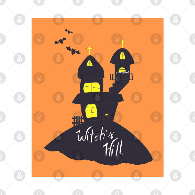 Halloween Witch's Hill in orange by Missing.In.Art