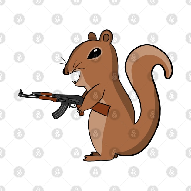 Squirrel holding an ak-47 by taheldesigns