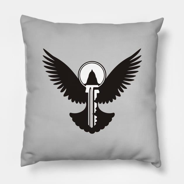 Black Dove with Key Pillow by sifis