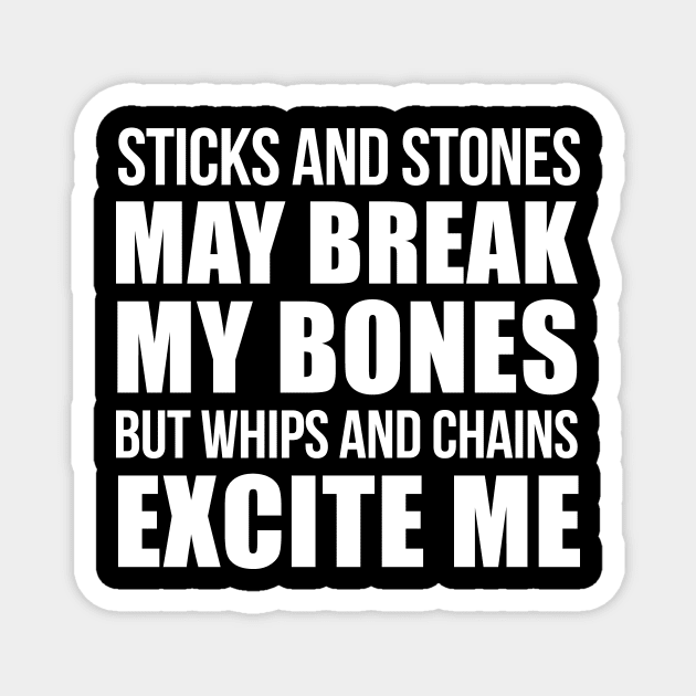 STICKS AND STONES MAY BREAK MY BONES BUT WHIPS AND CHAINS EXCITE ME Magnet by bluesea33