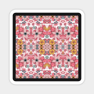 Flower and Hearts valentines and spring Kaleidoscope pattern (Seamless) 8 Magnet