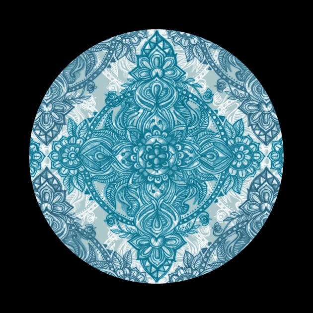 Teal & White Lace Pencil Doodle by micklyn