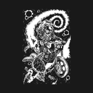 Into the Void Astronaut space turtles psychedelic motorcycle stars T-Shirt