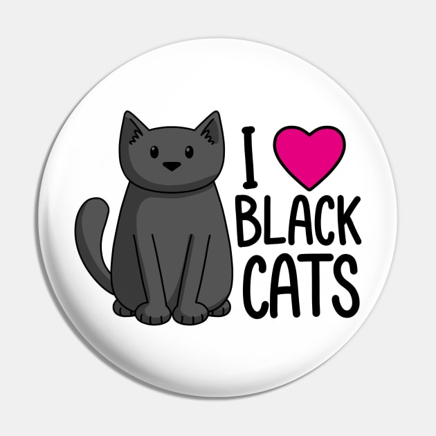 I Love Black Cats Pin by Doodlecats 