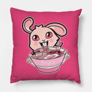 Kawaii Bunny Rabbit Eating Ramen Noodles Girls & Teens Anime Pillow