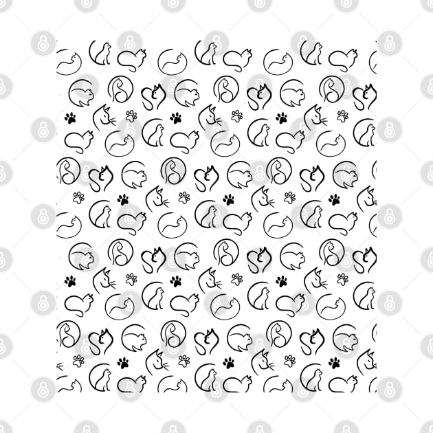 black and white cat pattern background wallpaper by Spinkly