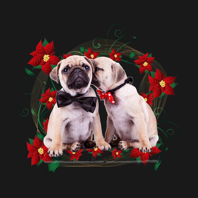 Pugs & Pointsettias by cameradog