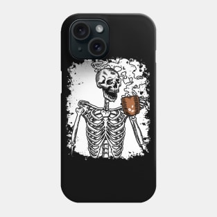 Halloween Shirt Coffee Drinking Skeleton Skull Phone Case