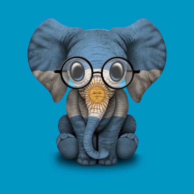 Baby Elephant with Glasses and Argentine Flag by jeffbartels