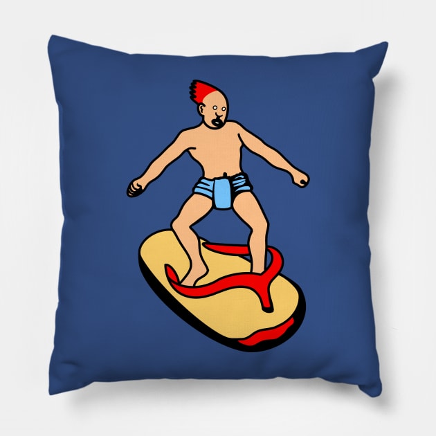 Slipper Surfer Pillow by Rapiamad