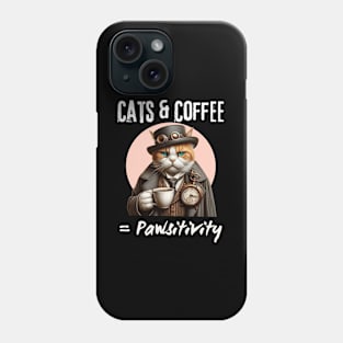 Cats and coffee equals positivity Phone Case