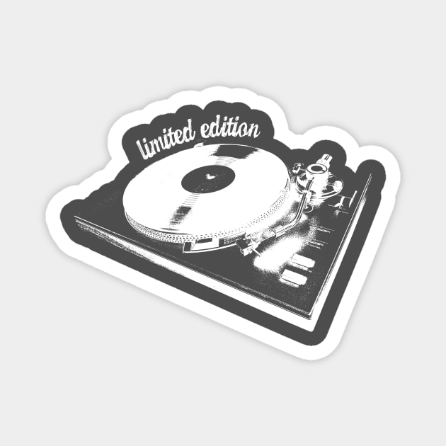 White Turntable And Vinyl Record Illustration Magnet by Spindriftdesigns