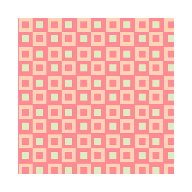 Orange Green Pastel Square Pattern by jodotodesign