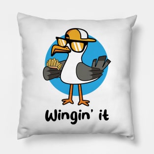 Wingin' it seagull (on light colors) Pillow