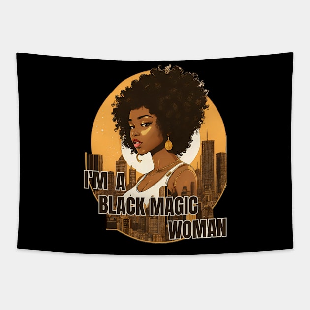 Black Magic Woman Golden Tapestry by Orisara