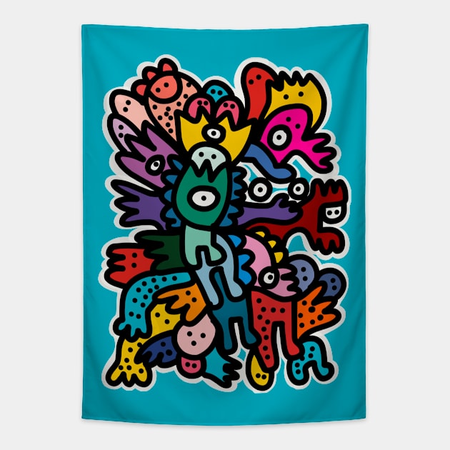 Super Cool Street Art Monsters Tapestry by signorino