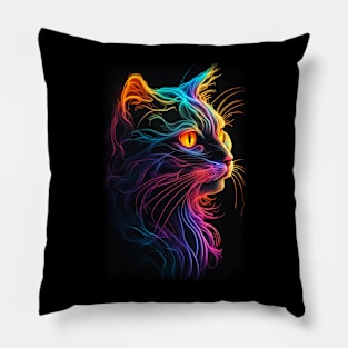 Neon Cat 11 Pillow