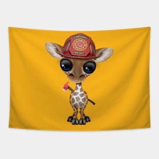 Cute Baby Giraffe Firefighter Tapestry