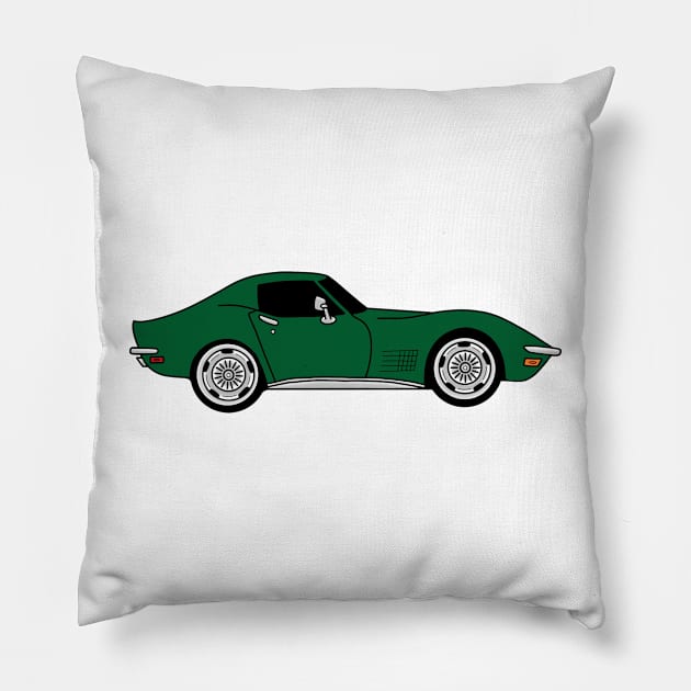 Brands Hatch Green C3 Corvette Pillow by ally1021