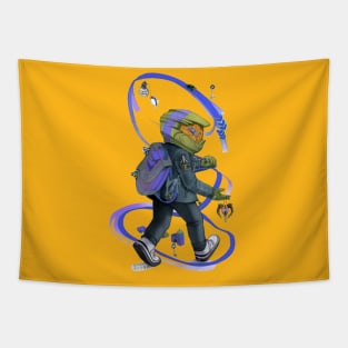 Biker Backpacker - Yellow + Blue Tapestry