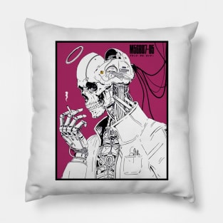 Vaporwave Cyborg Skull Urban Cool Style Pillow