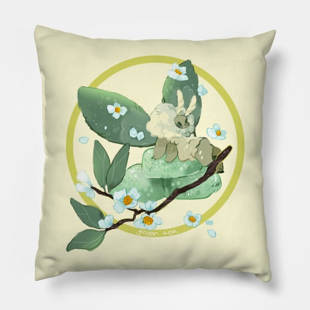 Green Tea Mochi Moth Pillow by cosmicloak