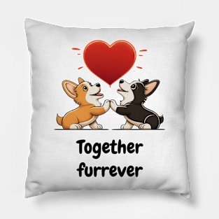 Together furrever - ♥ furry buddies cute heart valentine's day design Pillow