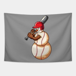 Christmas Baseball Snowman Baseball Lover Tapestry