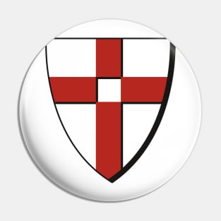 Knight Shield with a red holy cross on it Pin