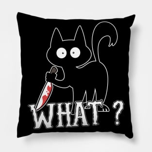 What? Cat Knife Halloween Pillow