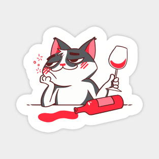 Wine Cat Magnet