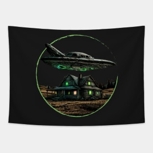 UFO Flying Saucer Alien Abduction Tapestry