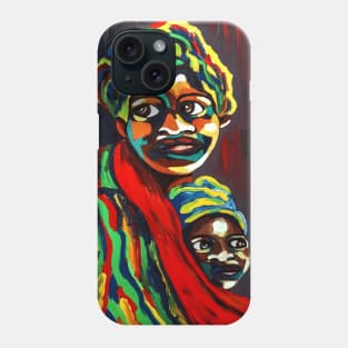 African Traditional Tribal Women Abstract Art Canvas Painting 8 Phone Case