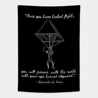 Leonardo Da Vinci Quote - Renaissance Flight Tribute Tapestry