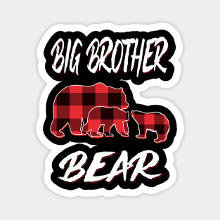 Big Brother Bear Red Plaid Christmas Pajama Matching Family Gift Magnet