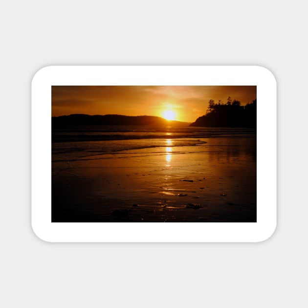 Sunset Long Beach Tofino Vancouver Island Canada Magnet by AndyEvansPhotos