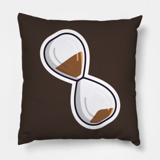Hourglass with Sand Countdown Sticker design vector illustration. Business and time object icon concept. Sandglass with sand inside to measure time sticker design icon with shadow. Pillow