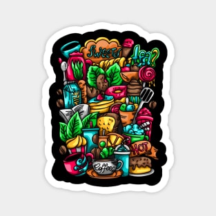 Coffee Doodle Illustration Magnet