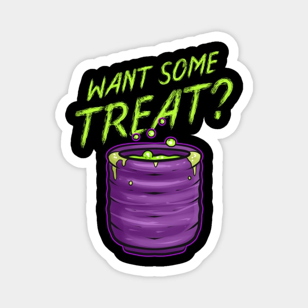 Want Some Treat Pot Of Green Witch Tea Slime Halloween Magnet by SinBle