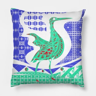 remix agami heron garza in ecopop talavera azulejo pattern in pop wallpaper Pillow