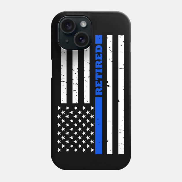 Retired Police Gift - Retired Police Officer - Thin Blue Line Flag Phone Case by bluelinemotivation