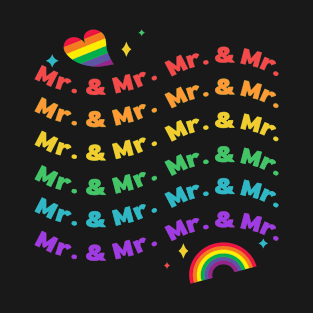 Gay Wedding Marriage - Mr. & Mr. Rainbow T-Shirt