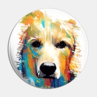 Golden Retriever Dog Wild Nature Animal Colors Art Painting Pin