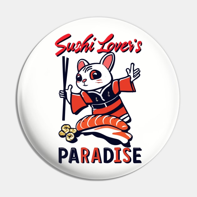 Sushi Lovers Paradise Japan - Vintage Food Art Pin by stickercuffs