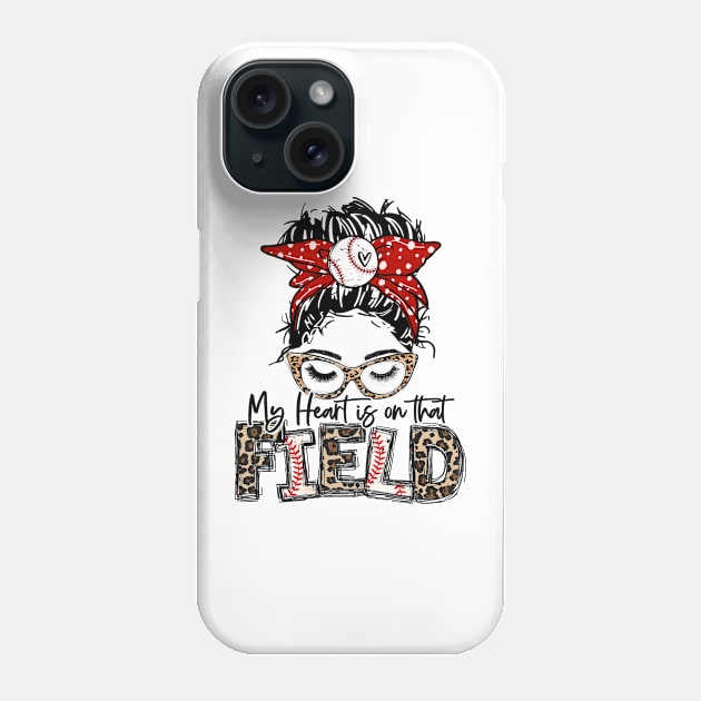 My Heart Is On That Field Baseball Tee Leopard Baseball Mom Phone Case by Wonder man 